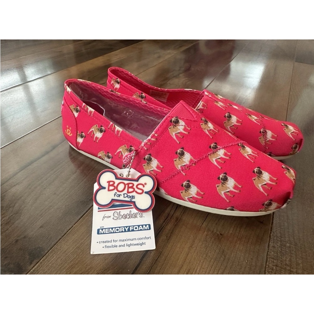 Skechers Bobs Pink Slip-On Pug Shoes Women’s 8.5 - Picture 2 of 9